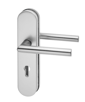 Dieckmann EST-Schutz-Drücker-Garnitur, ES-1, Serie Logo, ovales Langschild 12mm, 92 PZ,, 10mm VKT, TS=65-75mm, 108/108, 8743H F00