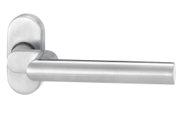 Dieckmann EST-FS-Rahmentürdrücker auf ovaler Rosette,, festdrehbar, Serie Ares FS, 9mm VKT, CL-Form,, doppelt gekröpft, 148/2133, F00