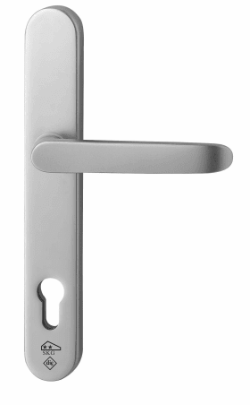 Dieckmann EST-Rahmen-Drücker-Garnitur, SKG, Serie Kronos,8mm VKT, 92 PZ, 2007/R9/535 F00, Alternativ-Bohrbild, Innenschild mit Nocken, incl. Montageset Nr. 452, TS: 73-77mm