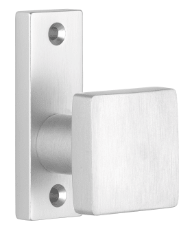 Dieckmann Alu-Rahmentür-Knopf K15 festdrehbar auf, kantiger Massivrosette, Serie Dione, asymmetrisch,, 8mm VKT, 398/01 F01