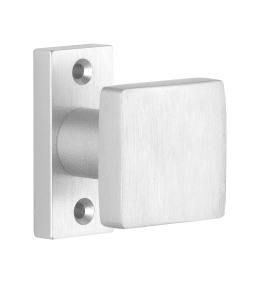 Dieckmann Alu-Rahmentür-Knopf K15 fest auf, kantiger Massivrosette, Serie Vesta,, M12-Gewinde, 381/02 F01