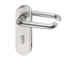 Dieckmann Alu-FS-Schutz-Drücker-Garnitur, ES-1, Serie Logo/k FS, ovales Kurzschild 12mm, 72 PZ,, 9mm VKT, TS=39-48mm, 103/103, 5713 F01