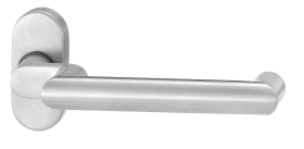 Dieckmann EST-FS-Standflügel-Rahmentürdrücker, auf ovaler Rosette, festdrehbar, Serie Ares FS,, 9mm VKT, CL-Form, doppelt gekröpft, mit Rückführung, DIN EN179, 146/2933 F00