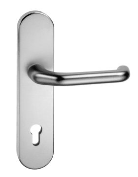 Dieckmann Alu-Schutz-Drücker-Garnitur, ES-1, Serie Uranus, ovales Langschild 12mm, 92 PZ,, 8mm VKT, festdrehbar gelagert, 1300/054 F04