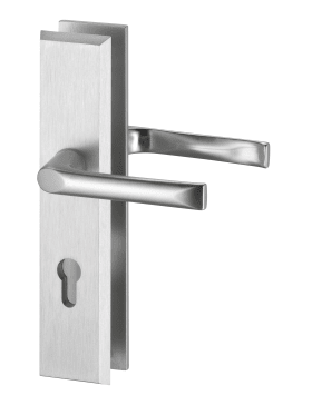 Dieckmann Alu-Schutz-Drücker-Garnitur, ES-1, Serie Alpha, kantiges Langschild 12mm, 92 PZ,, 10mm VKT, TS=65-75mm,137/137, 8774/137 F02