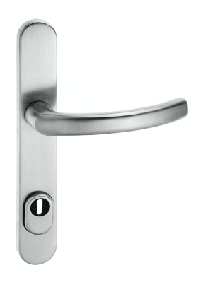 Dieckmann Alu-Rahmen-Drücker-Garnitur DIN EN 179, Serie Kronos, 9mm VKT, 92 ZA, Innenschild mit Nocken, 2201/046 F01