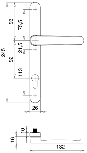 edi Drückergarnitur Atlas 2000/9026,LS ov.,PZ92/8,TS 72-81,verkehrsw.