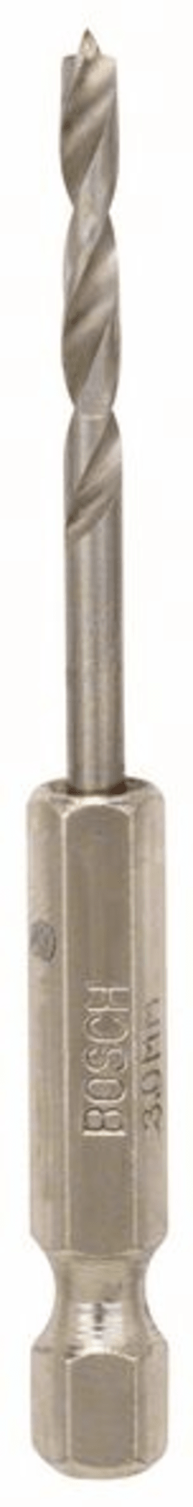 Bosch Holzspiralbohrer mit 1/4-Zoll Sechskantschaft, 3 x 33 x 74 mm