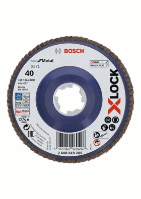 Bosch PRO X571 X-Lock Fächerschleifscheibe, 115 mm, G40