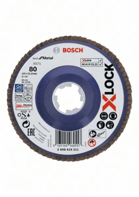 Bosch PRO X571 X-Lock Fächerschleifscheibe, 125 mm, G80