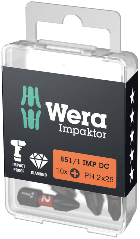 WERA 851/1 IMP DC IMPAKTOR BITS PH 2X25 DIY-BOX 10 STÜCK 05057616001