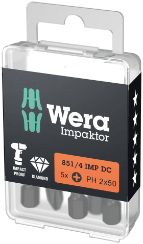 Wera Bit 851/4 IMP DC PH DIY, 5 Stück