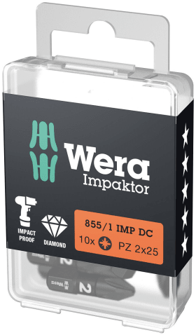 Wera Bits 855/1 IMP DC PZ DIY Box, 10 Stück