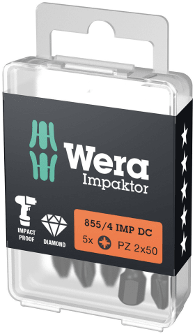 Wera Bit 855/4 IMP DC PZ DIY, 5 Stück