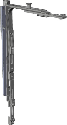 Winkhaus Flügellag., aufliegend, DIN Links, Stahl, silber, titanfarbig, pulverbeschichtet 5001117