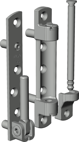 Drehkipp-Scherenlager, RXL, mit Positionierzapfen, Stahl titanfarbig, DIN Links