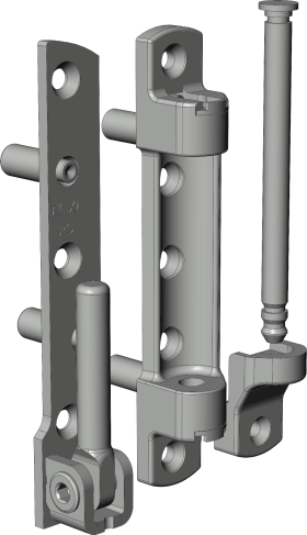 Drehkipp-Scherenlager, RXL.BS, mit Positionierzapfen, Stahl weiß, DIN Rechts