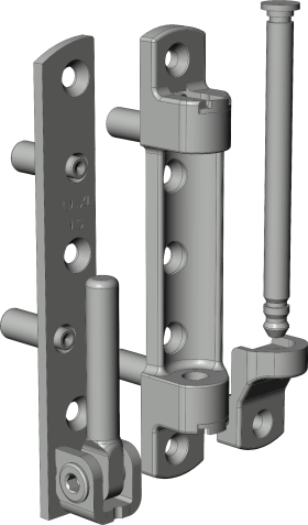 Drehkipp-Scherenlager, RXL.BS, mit Positionierzapfen, Stahl weiß, DIN Links
