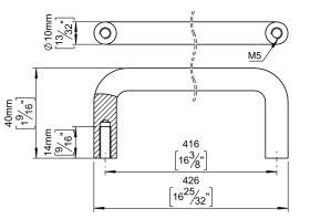 ZIEHGRIFF 10 GERADE 416 M5 SATINIERT RAL9005 (143812R1411)