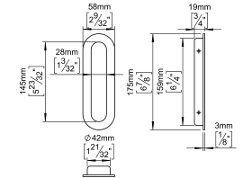 VERSENKTER ZIEHGRIFF OVAL 58X175 ED PVD KUPFER (143950P2164)