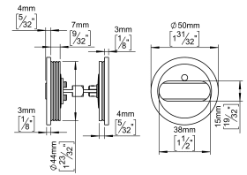 VERSENKTER ZIEHGRIFF RUND 8L90 Ø50 PVD MESSING (143974P3098)