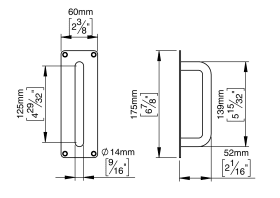 ZIEHGRIFF 14X125 KUPFER AUF SCHILD 175X60X2 (144011P2125)
