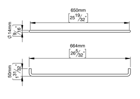 ZIEHGRIFF 14 GERADE 650 M8 PVD CHARCOAL (144012P4651)