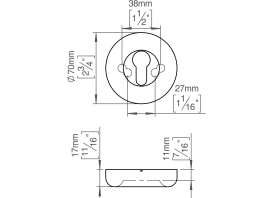 FAT ROSETTE M. SCHLÜSSELLOCH Ø70X11 CC38/27 PVD CHARCOAL (129003P4110)