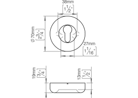 FAT ROSETTE M. SCHLÜSSELLOCH Ø70X13 CC38/27 PVD CHARCOAL (129003P4130)