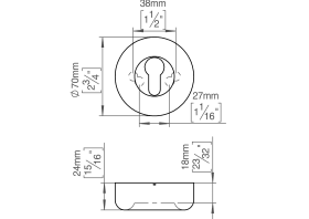 FAT ROSETTE M. SCHLÜSSELLOCH Ø70X18 CC38/27 PVD CHARCOAL (129003P4180)