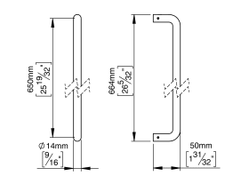 ZIEHGRIFF 14 GERADE 650 BUCHSE PVD MESSING (144014P3650)