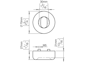 FAT ROSETTE M. LOCH OVAL Ø70X21 CC30 AUSSEN CHARCOAL (129005P4210)
