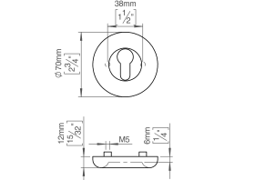 FAT ROSETTE M. SCHLÜSSELLOCH Ø70X6 CC38 AUSSEN CHARCOAL (129006P4060)