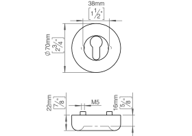 FAT ROSETTE M. SCHLÜSSELLOCH Ø70X16 CC38 AUSSEN CHARCOAL (129006P4160)