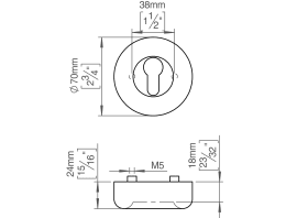 FAT ROSETTE M. SCHLÜSSELLOCH Ø70X18 CC38 AUSSEN CHARCOAL (129006P4180)