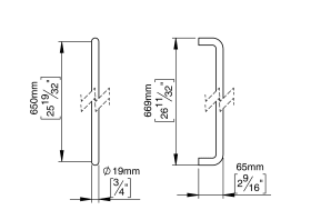 ZIEHGRIFF 19 GERADE 650 M8 PVD MESSING (144212P3657)