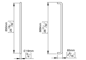 ZIEHGRIFF 19 GERADE 650 BUCHSE PVD MESSING (144214P3656)