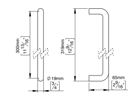 ZIEHGRIFF 19 GERADE 300 BUCHSE RAL9005 (144214R1303)
