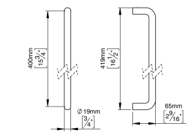 ZIEHGRIFF 19 GERADE 400 BUCHSE RAL9005 (144214R1404)