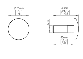 FAT GEWINDEBOLZEN F. GLASTÜR M12X35 MESSING (15492301312)