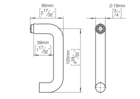 TÜRGRIFF 19U EINSEITIG 8X8 O. ROSETTE PVD MESSING (141810P3906)