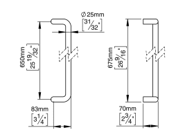 ZIEHGRIFF 25 GEKRÖPFT 650 M10 RAL9005 (144432R1651)