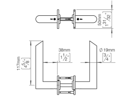 TÜRGRIFF 19FF ABGESCHRÄGT PAAR ABDECK 30/38 33-59 MESSING (142516P3010)