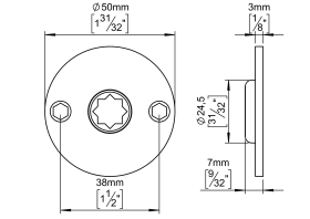 ROSETTE Ø50 M. KUGELLAGER MASSIV CC38 PVD KUPFER (143210P2201)