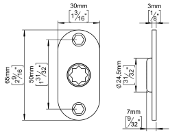 ROSETTE OVAL 30X65 MASSIV CC50 M. KUGELLAGER PVD MESSING (143211P3450)