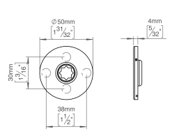 ROSETTE Ø50 F. Ø19 ABDECK 30/38 M. KUGELLAGER PVD MESSING (143216P3909)