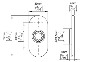 ROSETTE OVAL 30X65 F. Ø19 ABDECK CC43 M. KUGELLAGER KUPFER (143217P2393)