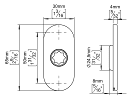 ROSETTE OVAL 30X65 F. Ø16 ABDECK CC50 M. KUGELLAGER CHARCOAL (143217P4466)
