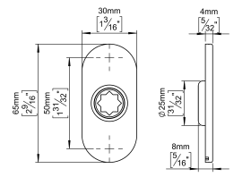 ROSETTE OVAL 30X65 F. Ø19 ABDECK CC50 M. KUGELLAGER CHARCOAL (143217P4491)