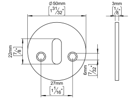 SCHLÜSSELROS 50X3 MASSIV CC27 SET M. SCHR M. BUCHSE MESSING (143230P3551)